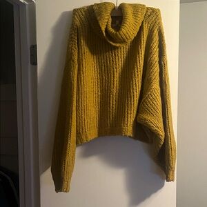Anthropologie Mustard Cowl Neck Sweater